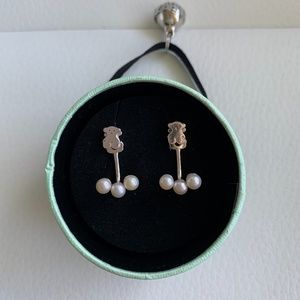NIB! TOUS Nocturne Silver Earrings with Pearls.